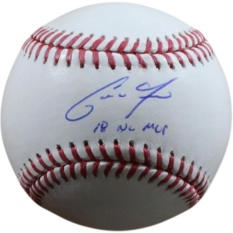 Christian Yelich Signed Milwaukee Brewers OML Baseball 18 NL MVP Beckett 56296