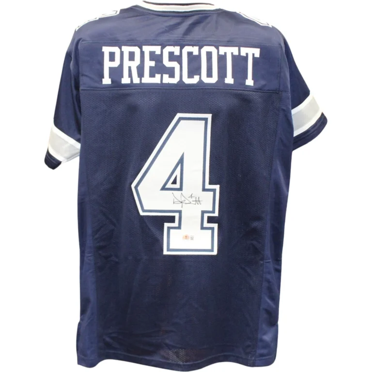Dak Prescott Autographed/Signed Pro Style sz. XL Blue Jersey Beckett 56285