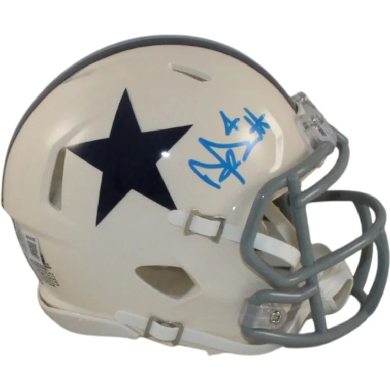 Dak Prescott Autographed/Signed Dallas Cowboys Retro Mini Helmet Beckett 56340