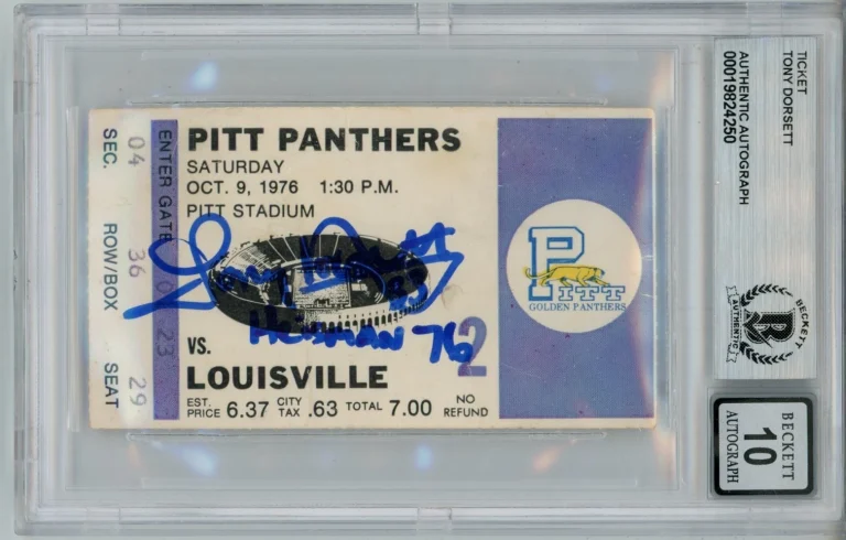 Tony Dorsett Signed Pittsburgh Panthers Heisman 10auto Ticket Slab Beckett 57046