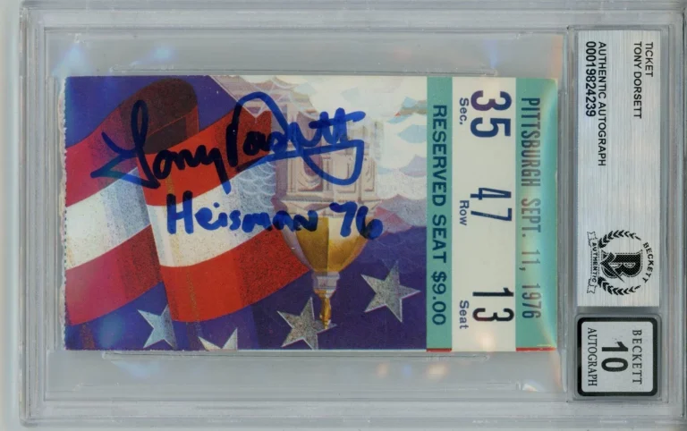 Tony Dorsett Signed Pittsburgh Panthers Heisman 10auto Ticket Slab Beckett 57053