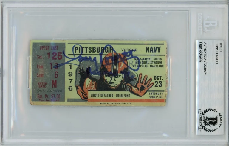 Tony Dorsett Signed Pittsburgh Panthers 1976 Heisman Ticket Slab Beckett 57055