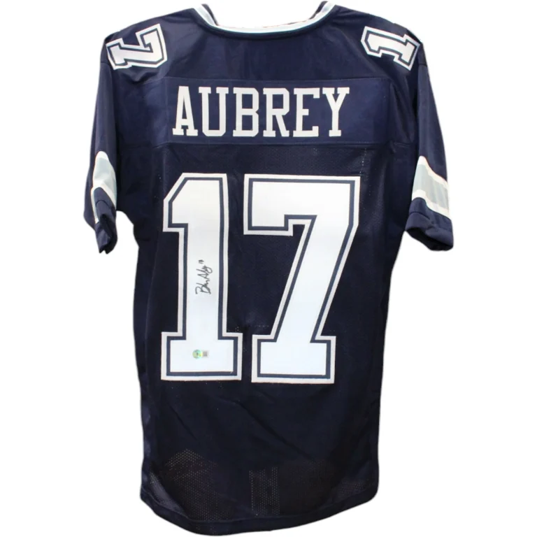 Brandon Aubrey Autographed/Signed Pro Style Blue XL Jersey Beckett 48147