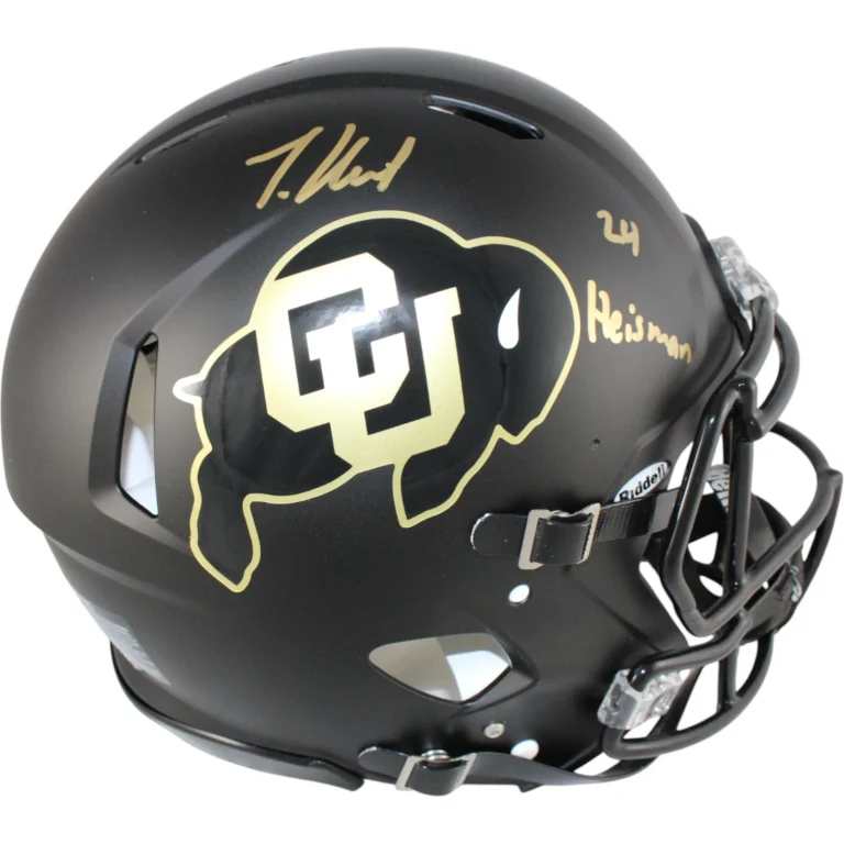 Travis Hunter Autographed Colorado Buffaloes Pro Helmet Heisman Beckett W 57945
