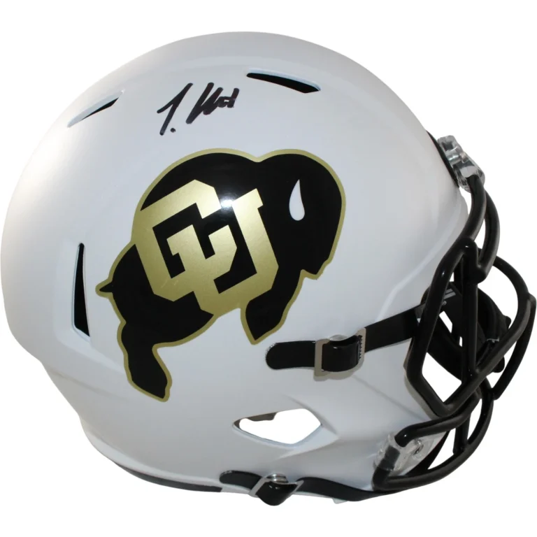 Travis Hunter Autographed Colorado Buffaloes F/S White Helmet Beckett WIT 57949