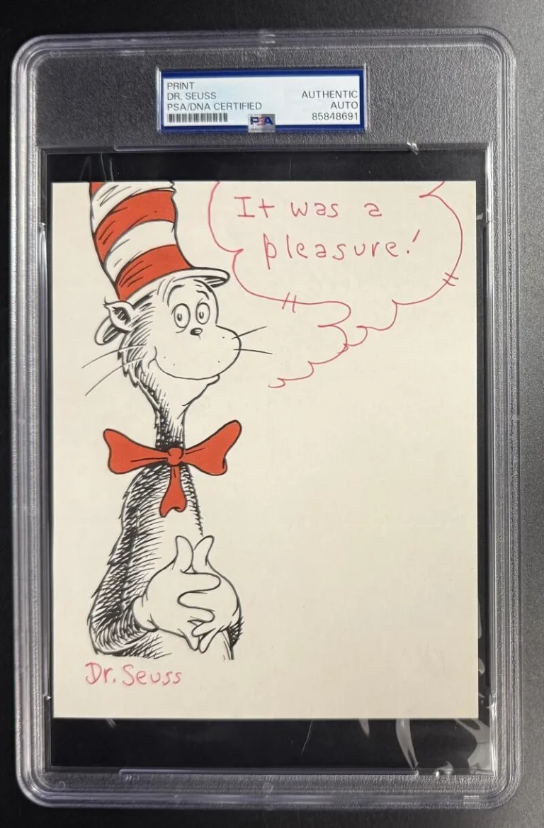 Dr Seuss Signed Autograph PSA/DNA Slabbed Encapsulated Cat in the Hat Print