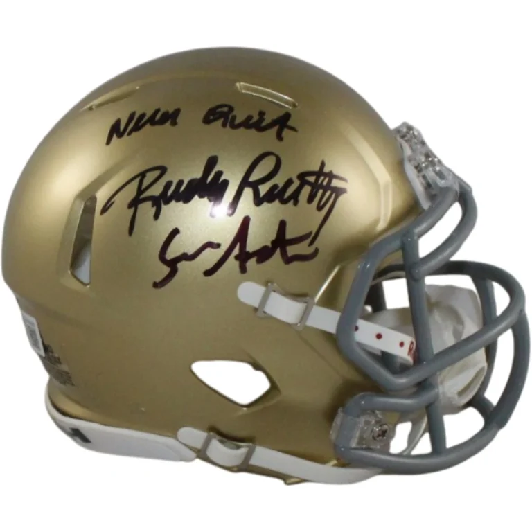 Sean Astin Rudy Ruettiger Signed Notre Dame Mini Helmet Never Quit BAS W 57969