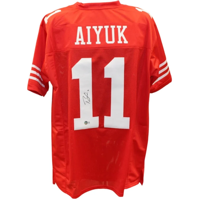 Brandon Aiyuk Autographed Pro Style Sz XL Red Jersey Beckett Witness 57913