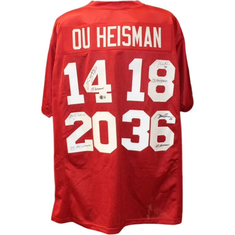 Bradford White Sims Owens Signed College Style Heisman XL Jersey Beckett 55444