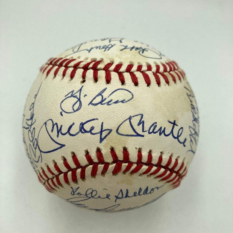 1961 New York Yankees World Series Champs Team Signed Baseball Mickey Mantle JSA