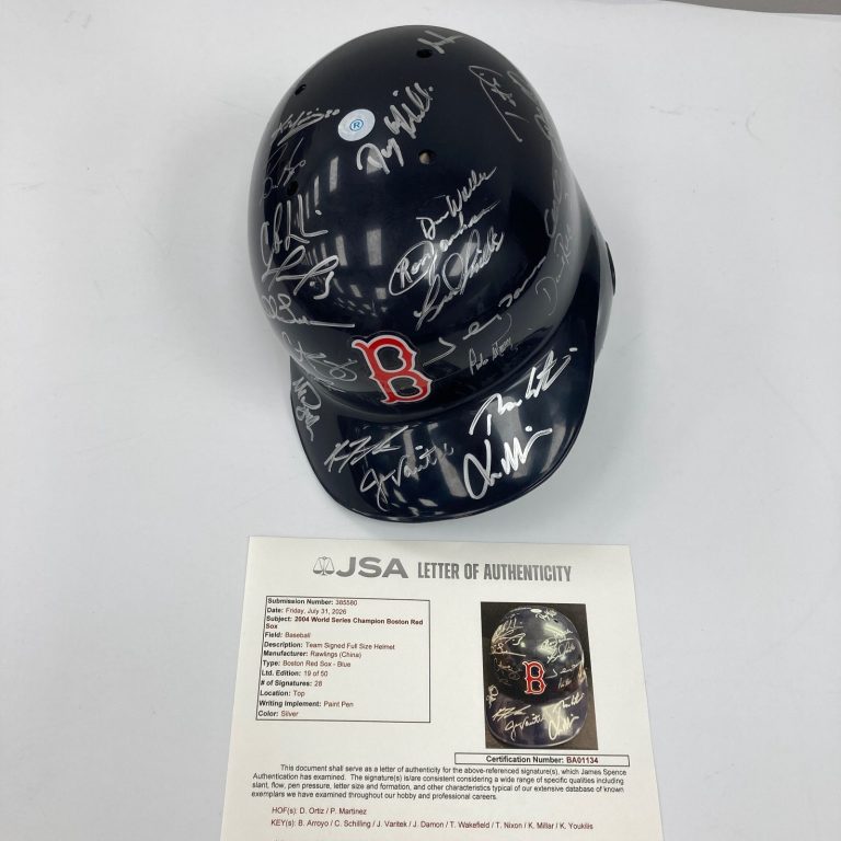 2004 Boston Red Sox World Series Champs Team Signed Authentic Helmet JSA COA