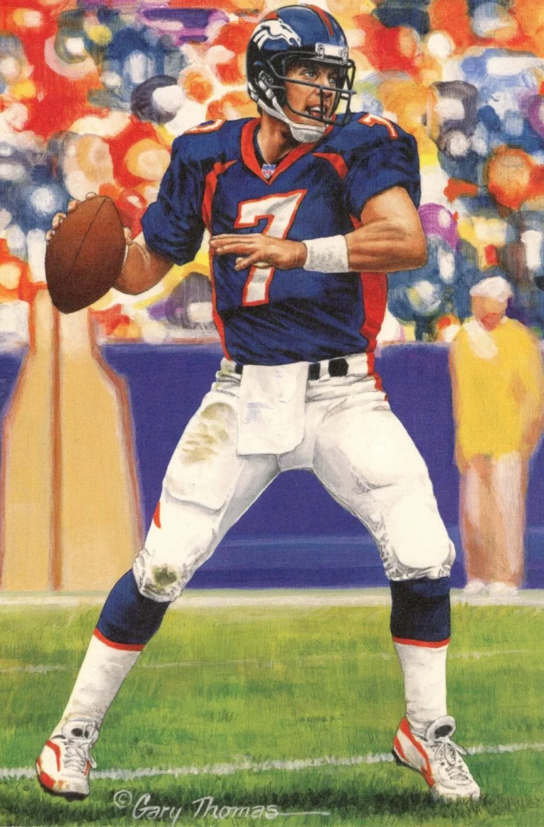 John Elway Denver Broncos Goal Line Art Card Class of 2004 58062