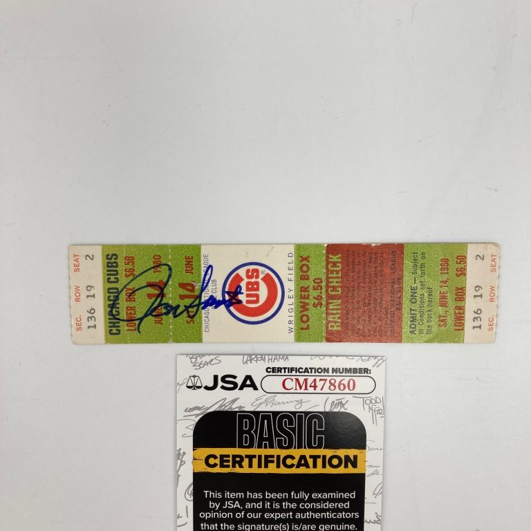 Ron Santo Signed 1976 Chicago Cubs Full Ticket JSA COA