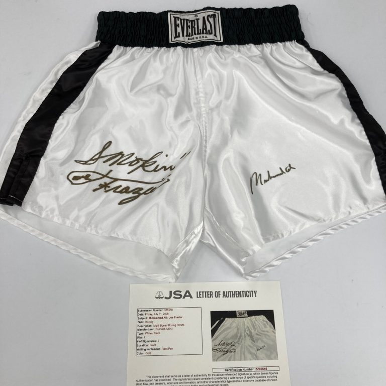 Muhammad Ali & Joe Frazier Signed Everlast Trunks Shorts JSA COA
