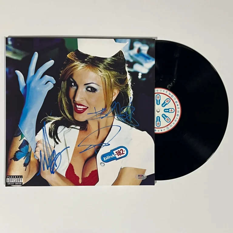 Blink 182 signed Enema of the State Vinyl PSA Auth Barker DeLonge Hoppus
