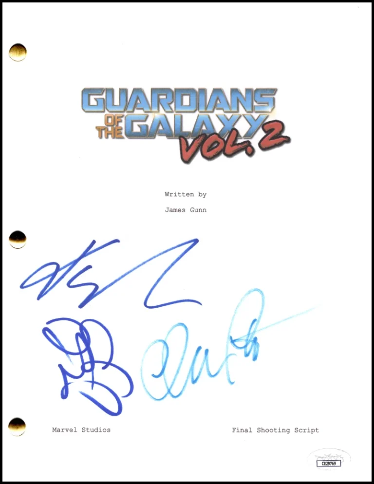 Chris Pratt Zoe Saldana & Karen Gillan Signed Guardians of the Galaxy Script JSA