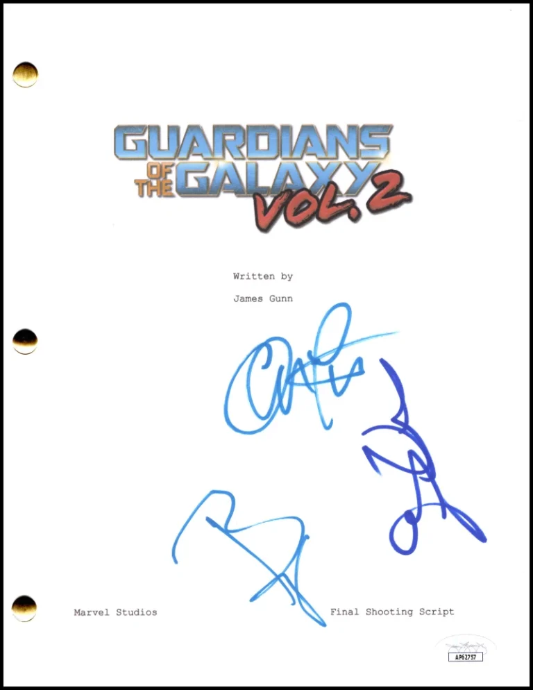 Chris Pratt Zoe Saldana Bradley Cooper Signed Guardians of the Galaxy Script JSA
