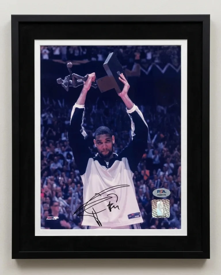 Tim Duncan San Antonio Spurs Signed Basketball 8x10 Framed Display Photo PSA