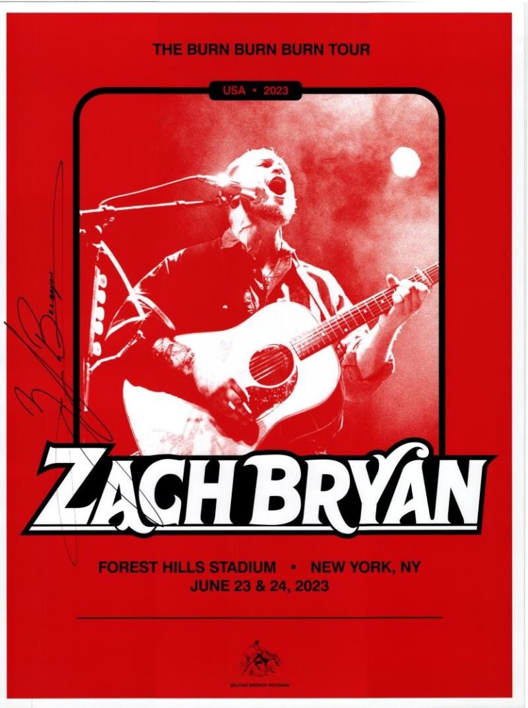 Zach Bryan Signed Autograph 18x24 Original Concert Tour New York Poster Beckett