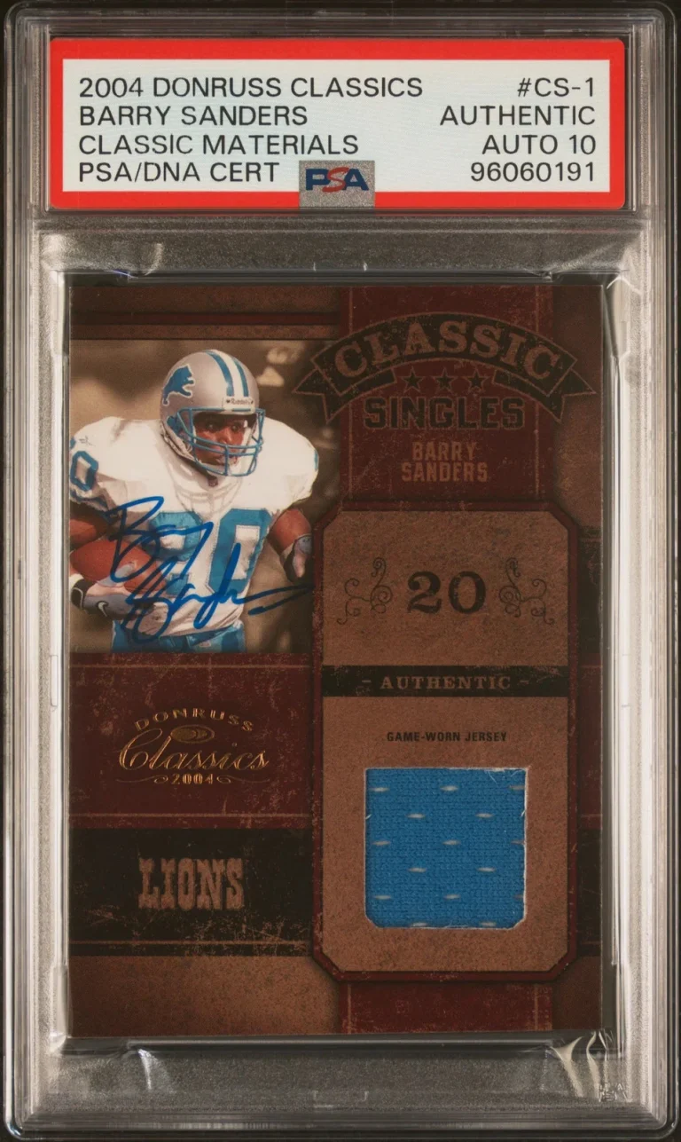 2004 Donruss Classics Classic Materials #CS-1 Barry Sanders Signed Card PSA Auth