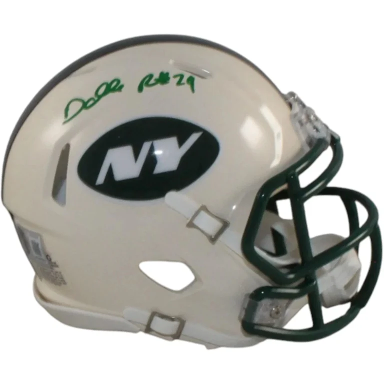 Darrelle Revis Autographed New York Jets Retro Mini Helmet Beckett Witness 58222