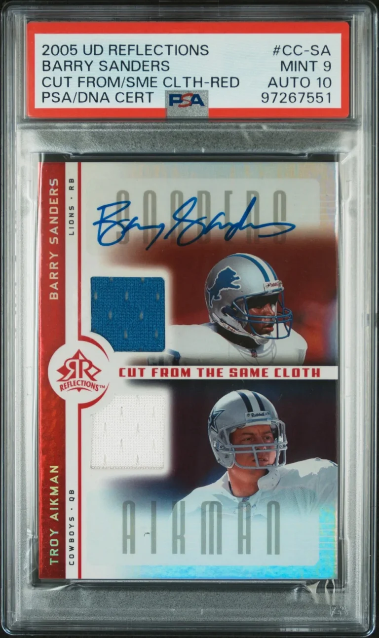 2005 Upper Deck Reflections Red#CC-SA Barry Sanders Signed Card PSA 9 Auto 10