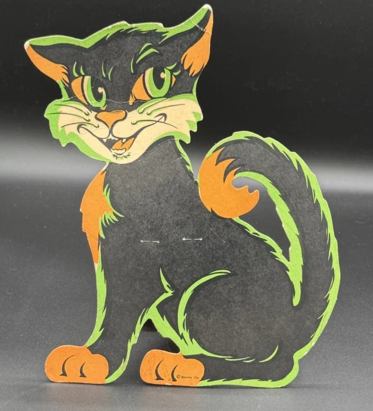 Vintage Halloween Die-cut Black Cat Beistle 1960's Rare Collectible
