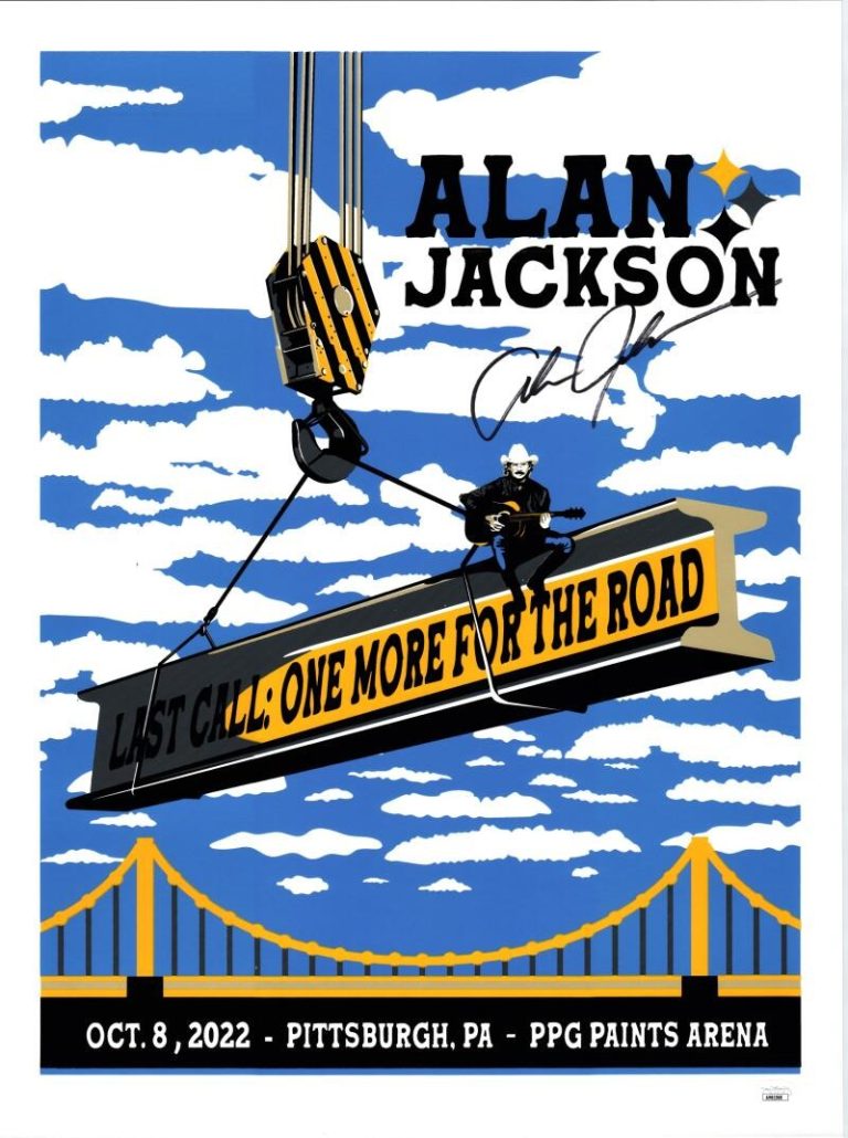 Alan Jackson Signed Autograph 18x24 Concert Tour Poster Pittsburgh 2022 JSA B