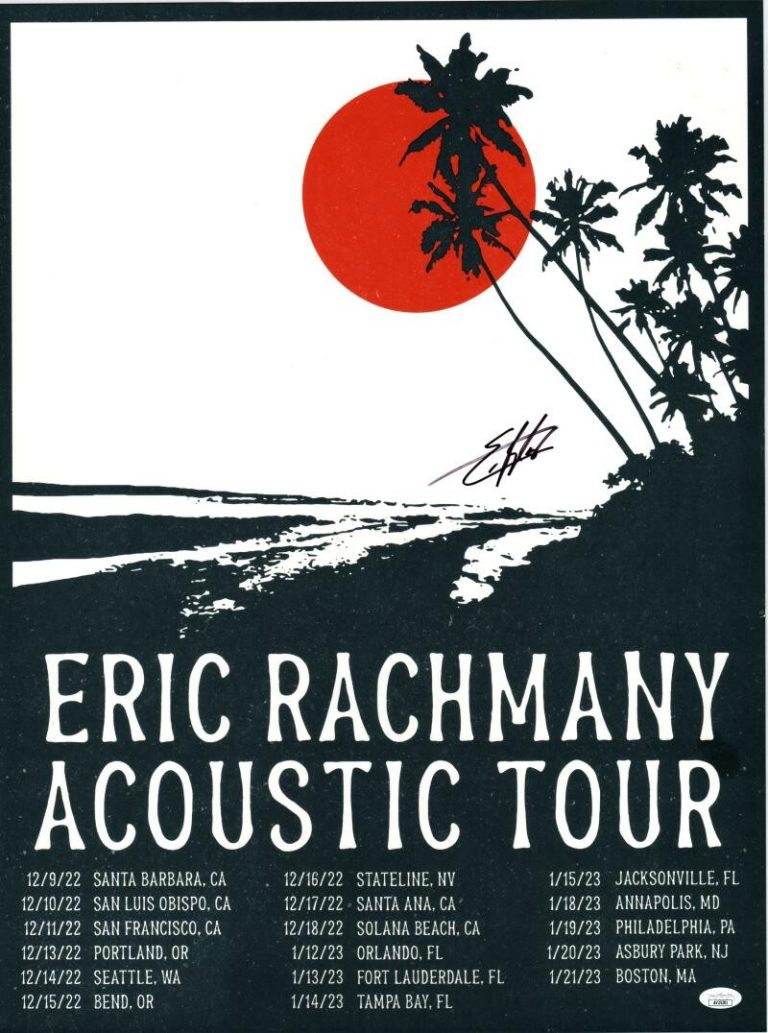 Eric Rachmany Signed Autograph 18x24 Concert Tour Poster Acoustic Set JSA COA