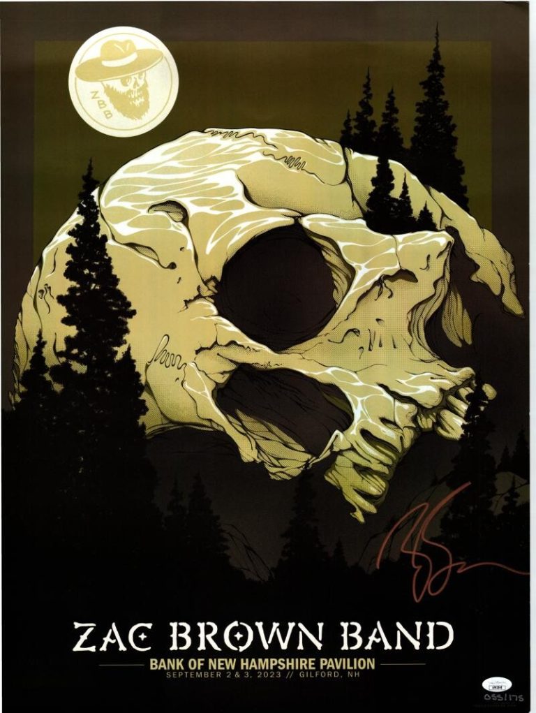 Zac Brown Signed Autograph 18x24 Concert Tour Poster Band New Hampshire JSA COA