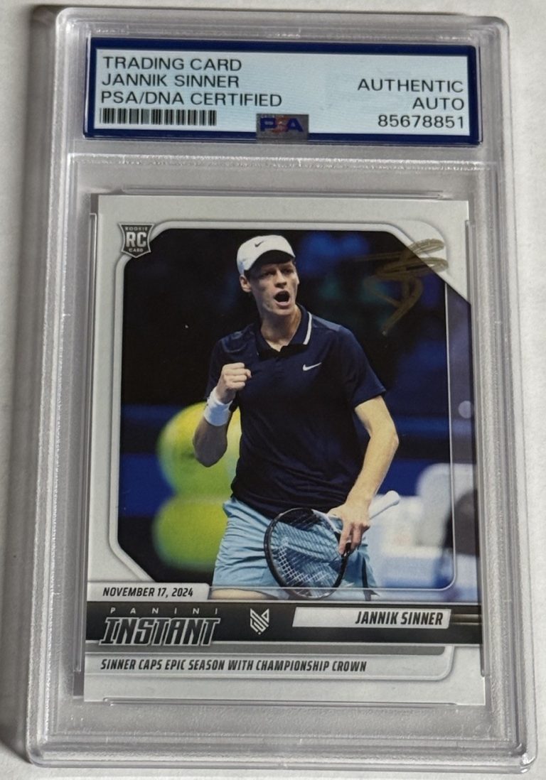 JANNIK SINNER SIGNED 2024 PANINI INSTANT TENNIS ROOKIE CARD #JS-4 RC AUTO PSA
