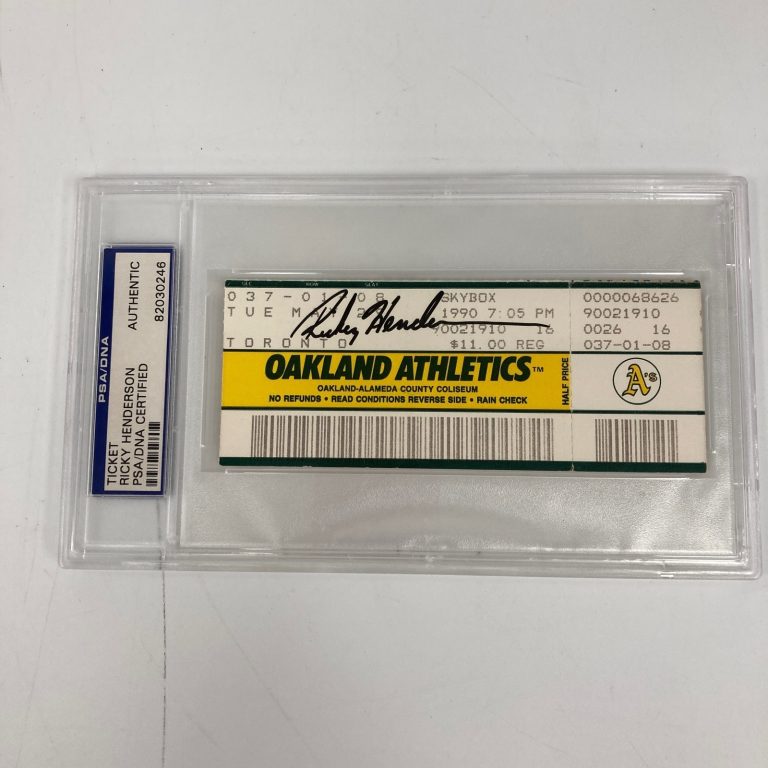 Rickey Henderson Signed Stolen Base Record Full Ticket Passes Ty Cobb PSA POP 1!