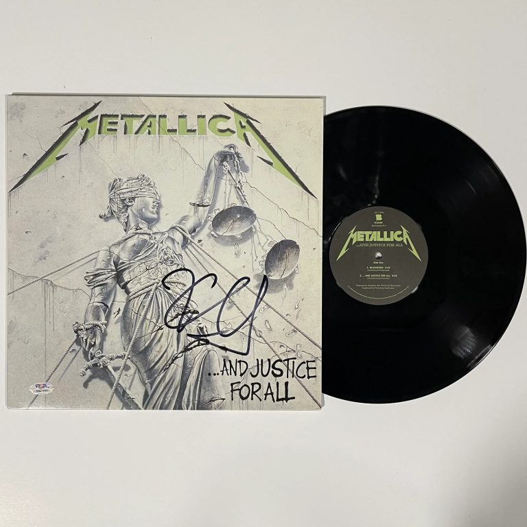 Kirk Hammett Signed And Justice for All Vinyl Album PSA Autographed