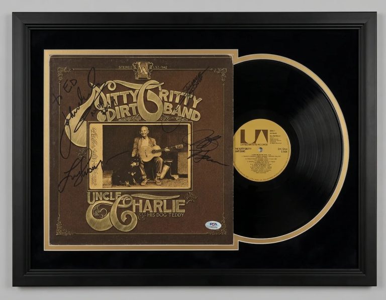 Jimmie Fadden,Jeff Hanna,John McEuen,Les Thompson Signed Custom Framed Vinyl PSA