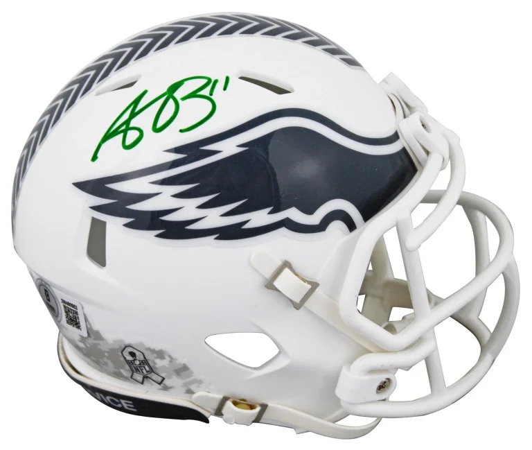 Eagles A.J. Brown Signed Salute To Service III Speed Mini Helmet BAS Witnessed