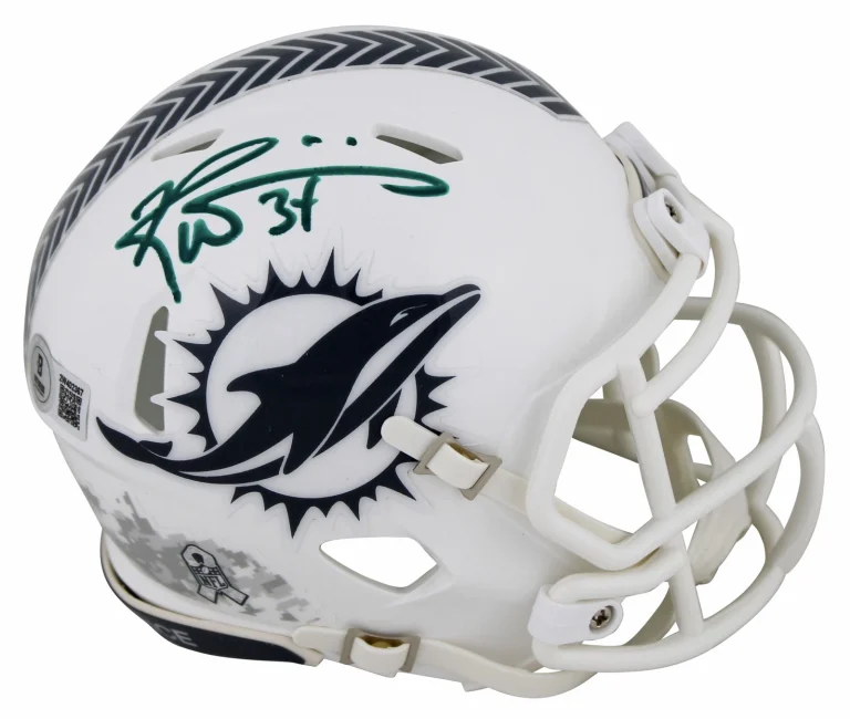Dolphins Ricky Williams Signed Salute To Service III Speed Mini Helmet BAS Wit