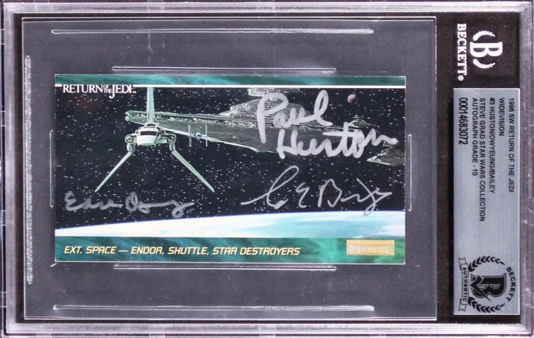 Star Wars (3) Huston, Bailey +1 Signed 1996 ROTJ WV #3 Card Auto 10! BAS Slab