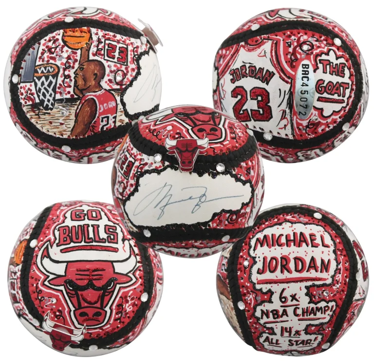 Bulls Michael Jordan Signed Charles Fazzino Artwork Baseball Auto 9 BAS #AE13385