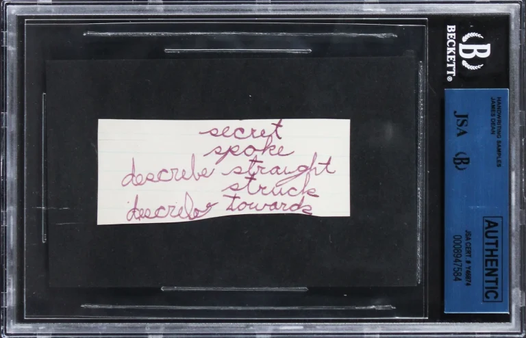 James Dean 1.5x3.5 Handwriting Sample From 5th Grade Notebook JSA #8947584