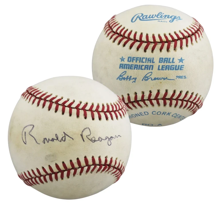 Ronald Reagan Authentic Signed Bobby Brown OAL Baseball Autographed BAS #AE33699