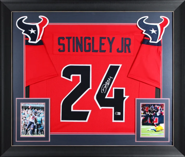 Derek Stingley Jr. Authentic Signed Red Pro Style Framed Jersey BAS Witnessed