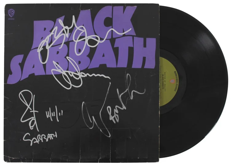Black Sabbath (4) Osbourne, Iommi,  Ward & Butler Signed Album Cover w Vinyl PSA