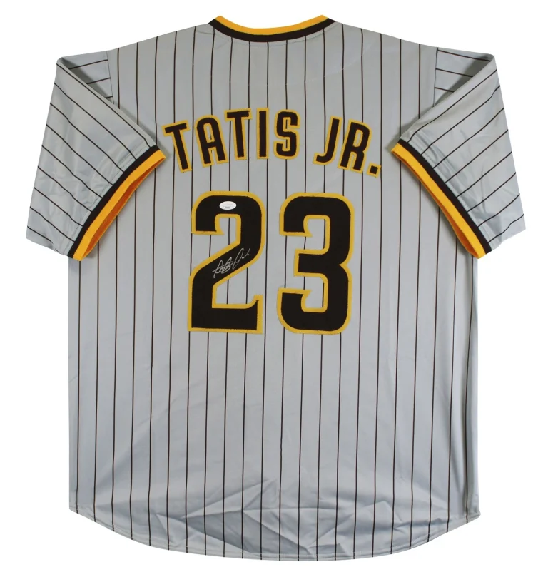 Fernando Tatis Jr. Authentic Signed Grey Pinstripe Pro Style Jersey JSA