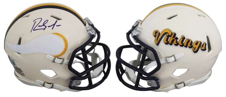 Vikings Randy Moss Authentic Signed Retro Speed Mini Helmet BAS Witnessed