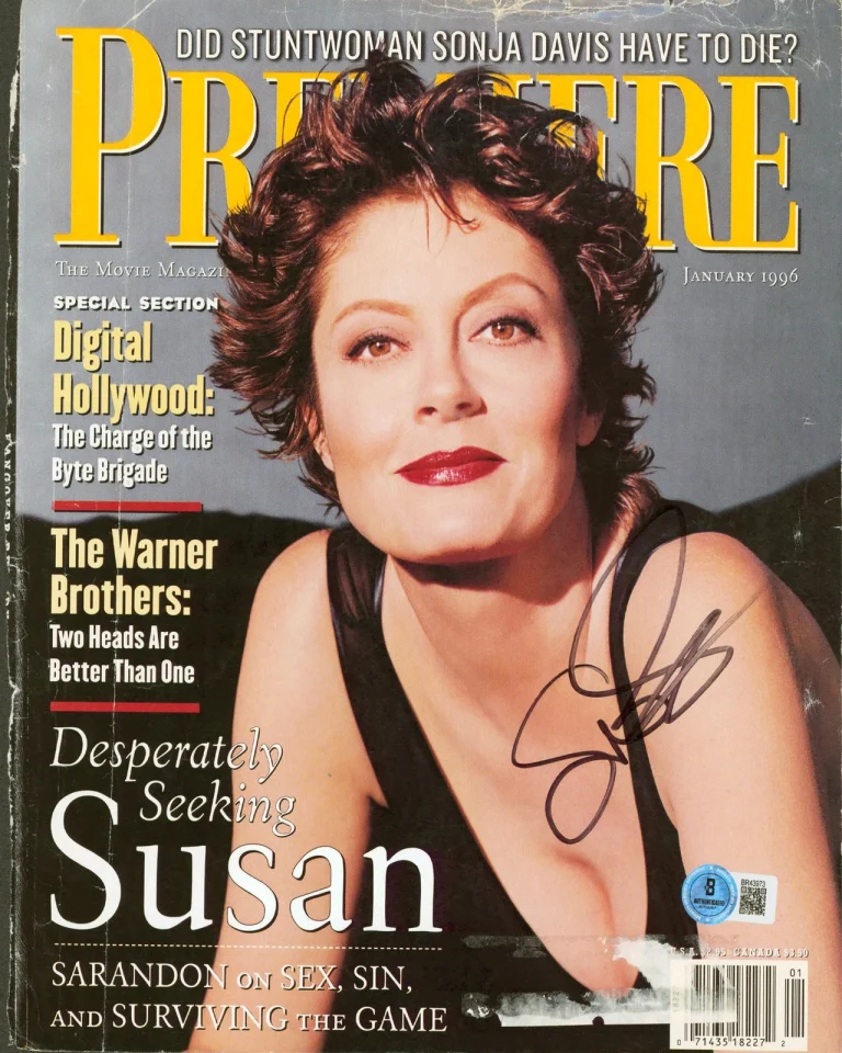 Susan Sarandon Authentic Signed Premiere Magazine Cover January 1996 BAS#BR43973