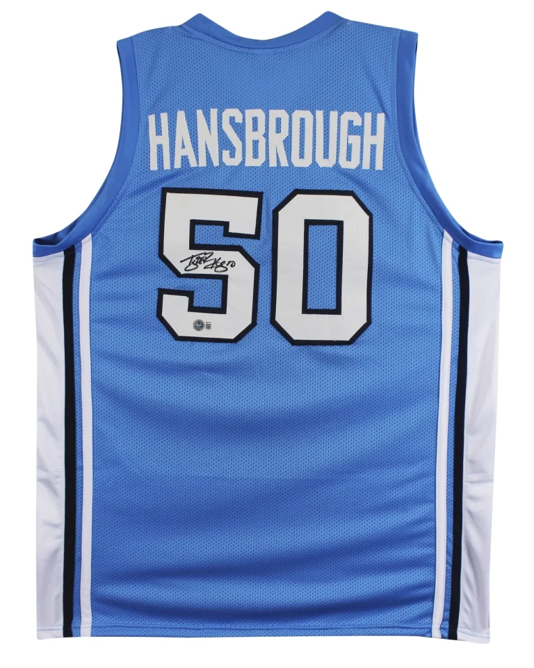 North Carolina Tyler Hansbrough Signed Carolina Blue Pro Style Jersey BAS Wit