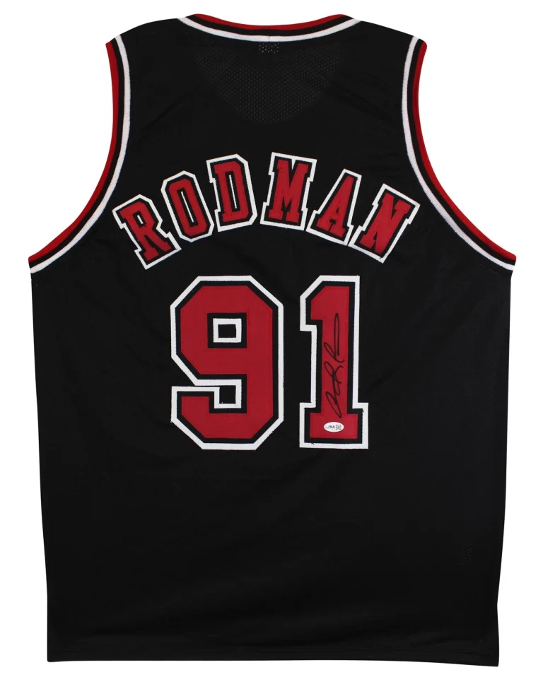 Dennis Rodman Authentic Signed Black Pro Style Jersey Autographed JSA