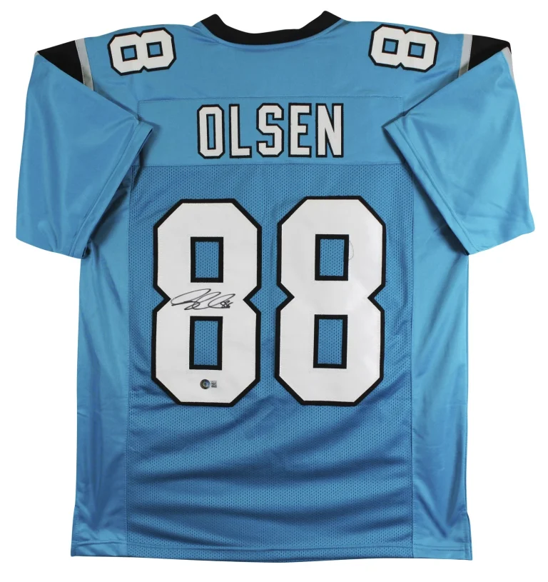 Greg Olsen Authentic Signed Blue Pro Style Jersey BAS Witnessed #WM07005