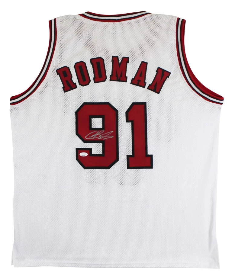Dennis Rodman Authentic Signed White Pro Style Jersey Autographed JSA #AG13946