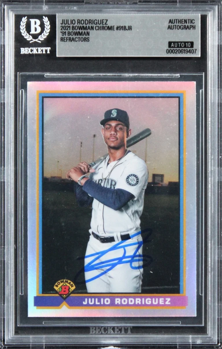 Mariners Julio Rodriguez Signed 2021 Bowman #91BJR Card Auto GM MT 10! BAS Slab